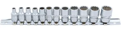 Nástrčné hlavice 1/4" 12hranné 5/32 ÷ 9/16" BGS102755, palcové. Sada 12 ks na kolejnici (BGS102755)