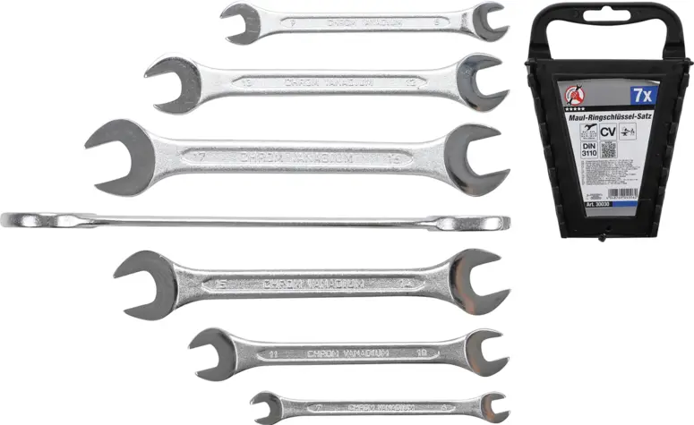 Oboustranné otevřené klíče Kraftmann 6 x 7 - 19 x 22 mm BGS1030030 (Sada 7 dílů) (BGS1030030)