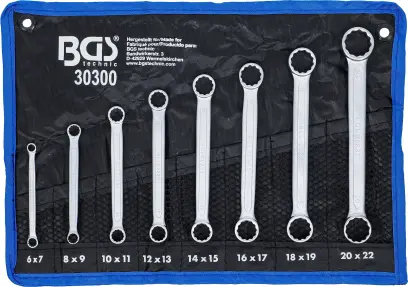 Oboustranné očkové klíče 8 ÷ 22 mm BGS1030300, extra ploché. Sada 8 dílů v tašce (BGS1030300)