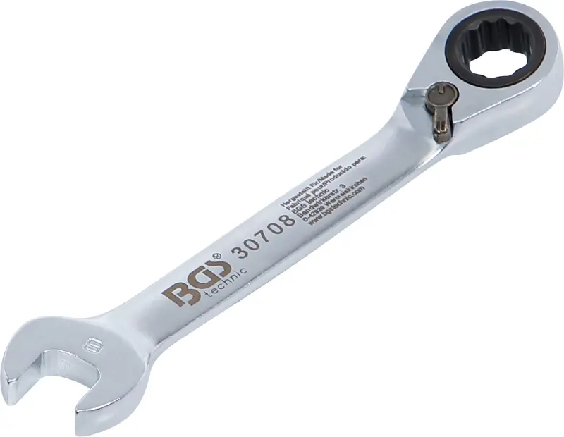 BGS 30708 Očkoplochý klíč 8 mm s ráčnou, extra krátký (BGS1030708)