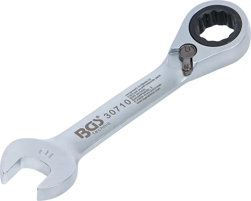 BGS 30710 Očkoplochý klíč 10 mm s ráčnou, extra krátký (BGS1030710)
