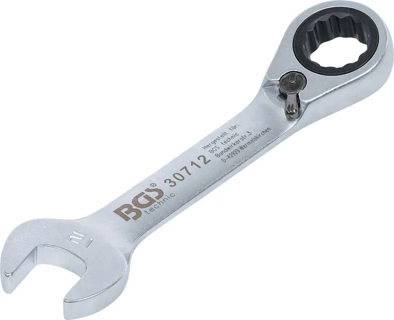 BGS 30712 Očkoplochý klíč 12 mm s ráčnou, extra krátký (BGS1030712)
