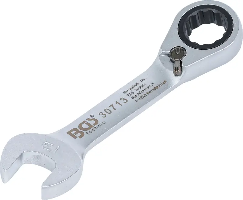 BGS 30713 Očkoplochý klíč 13 mm s ráčnou, extra krátký (BGS1030713)