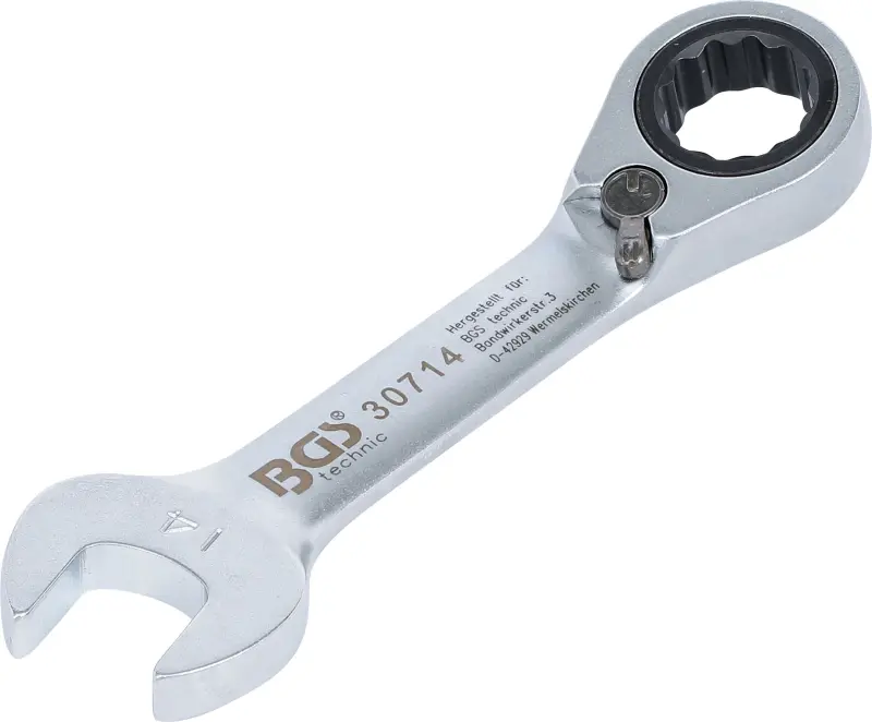 BGS 30714 Očkoplochý klíč 14 mm s ráčnou, extra krátký (BGS1030714)
