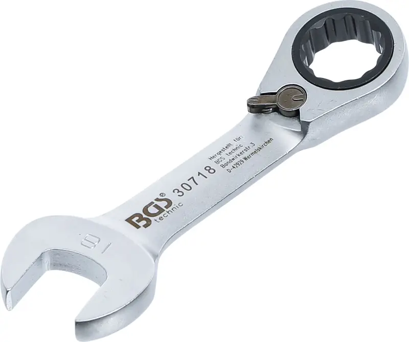 BGS 30718 Očkoplochý klíč 18 mm s ráčnou, extra krátký (BGS1030718)