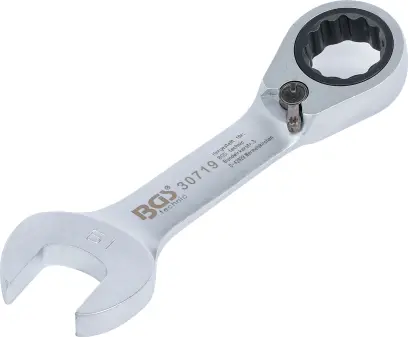 BGS 30719 Očkoplochý klíč 19 mm s ráčnou, extra krátký (BGS1030719)