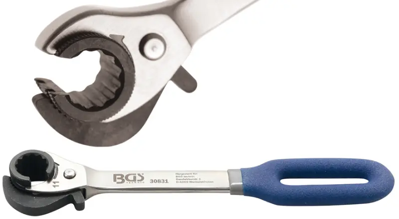 Otevřený očkový klíč 11 mm s ráčnou BGS1030831 na převlečné matice (BGS1030831)