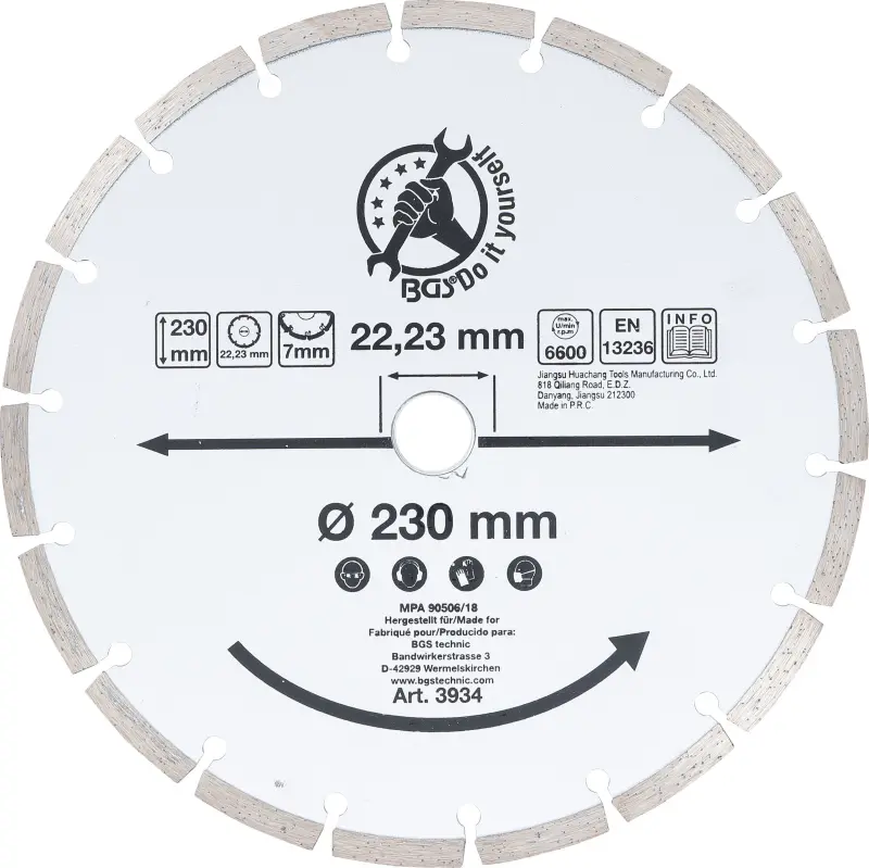 BGS 3934 Diamantový kotouč segmentový, průměr 230 mm (BGS103934)