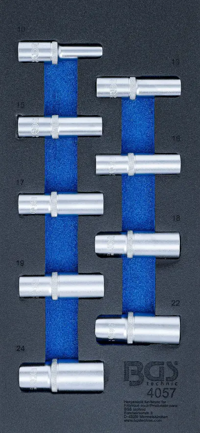 Nástrčné bitové hlavice 1/2", šestihran 10 ÷ 24 mm. (Sada 9 dílů). BGS 4057 (BGS104057)