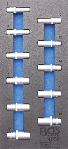 Nástrčné bitové hlavice 3/8", šestihran 8 ÷ 19 mm. (Sada 11 dílů). BGS 4058 (BGS104058)