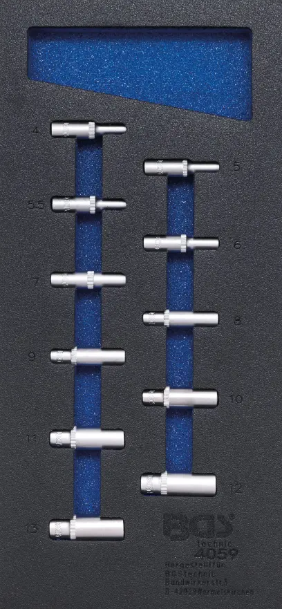 Nástrčné bitové hlavice 1/4", šestihran 4 ÷ 13 mm. (Sada 11 dílů). BGS 4059 (BGS104059)