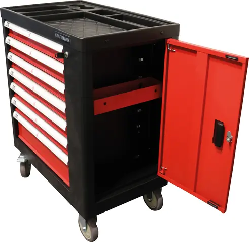 Montážní pojízdný vozík Kraftmann BGS104074-1, 7 zásuvek, boční dvířka. Prázdný (BGS104074-1)