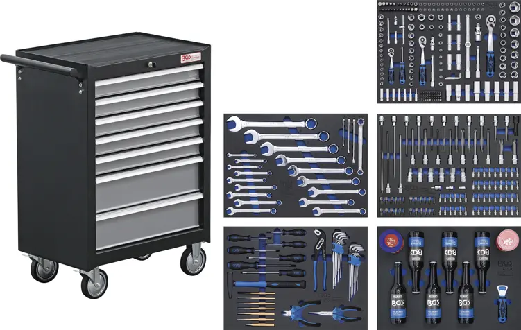 Montážní pojízdný vozík BGS104209, 7 zásuvek - 354 dílů nářadí (BGS104209)