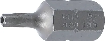 Bit  Délka 30 mm  pohon vnější šestihran 10 mm (3/8")  T-profil (pro Torx) s otvorem T20
