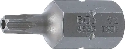 Bit  Délka 30 mm  pohon vnější šestihran 10 mm (3/8")  T-profil (pro Torx) s otvorem T25