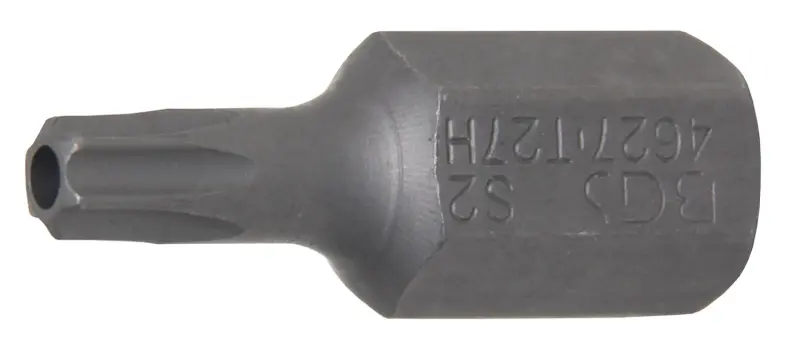 Bit  Délka 30 mm  pohon vnější šestihran 10 mm (3/8")  T-profil (pro Torx) s otvorem T27