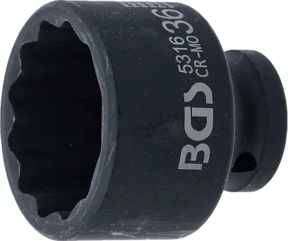 Nástrčná hlavice 1/2" 36 mm, 12hranná, rázová BGS 5316 (BGS105316)