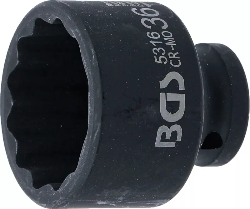 Nástrčná hlavice 1/2" 36 mm, 12hranná, rázová BGS 5316 (BGS105316)