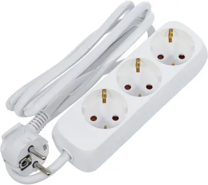 Zásuvková lišta 3 zásuvky  přívod 1,4 m  3 x 1,5 mm²  IP 20