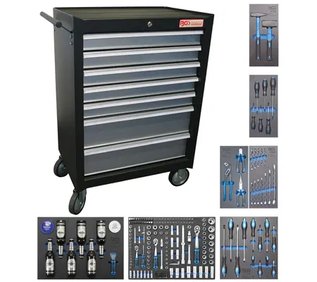 Dílenský vozík 7 zásuvek BGS 4069 s 227 nástroji (BGS104069)