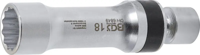 BGS 6849 Kloubová nástrčná hlavice 3/8" 12hranná 18 mm na zapalovací svíčky, s přídržnou pružinou (BGS106849)