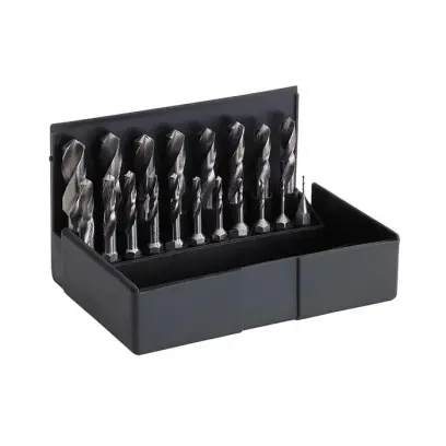 Bity Völkel 1/4" se spirálovými HSS vrtáky do kovu 1 ÷ 10 mm DIN 3126 (Sada 19 ks)