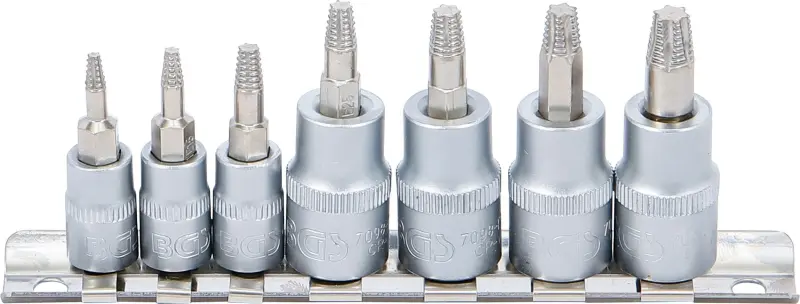 BGS 7098 Zástrčné hlavice 1/4" a 3/8" pro poškozené šrouby T10 ÷ T40 (Sada 7 dílů) (BGS107098)