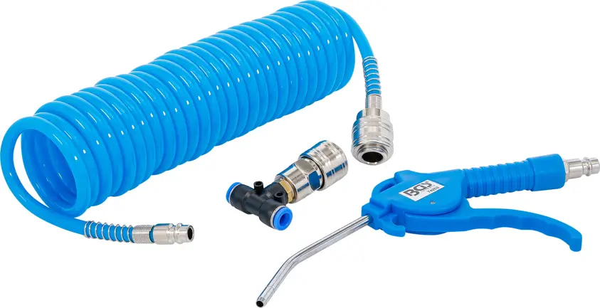 Pneumatická ofukovací pistole se spirálovou hadicí na stlačený vzduch a T spojkou BGS1074253 (BGS1074253)