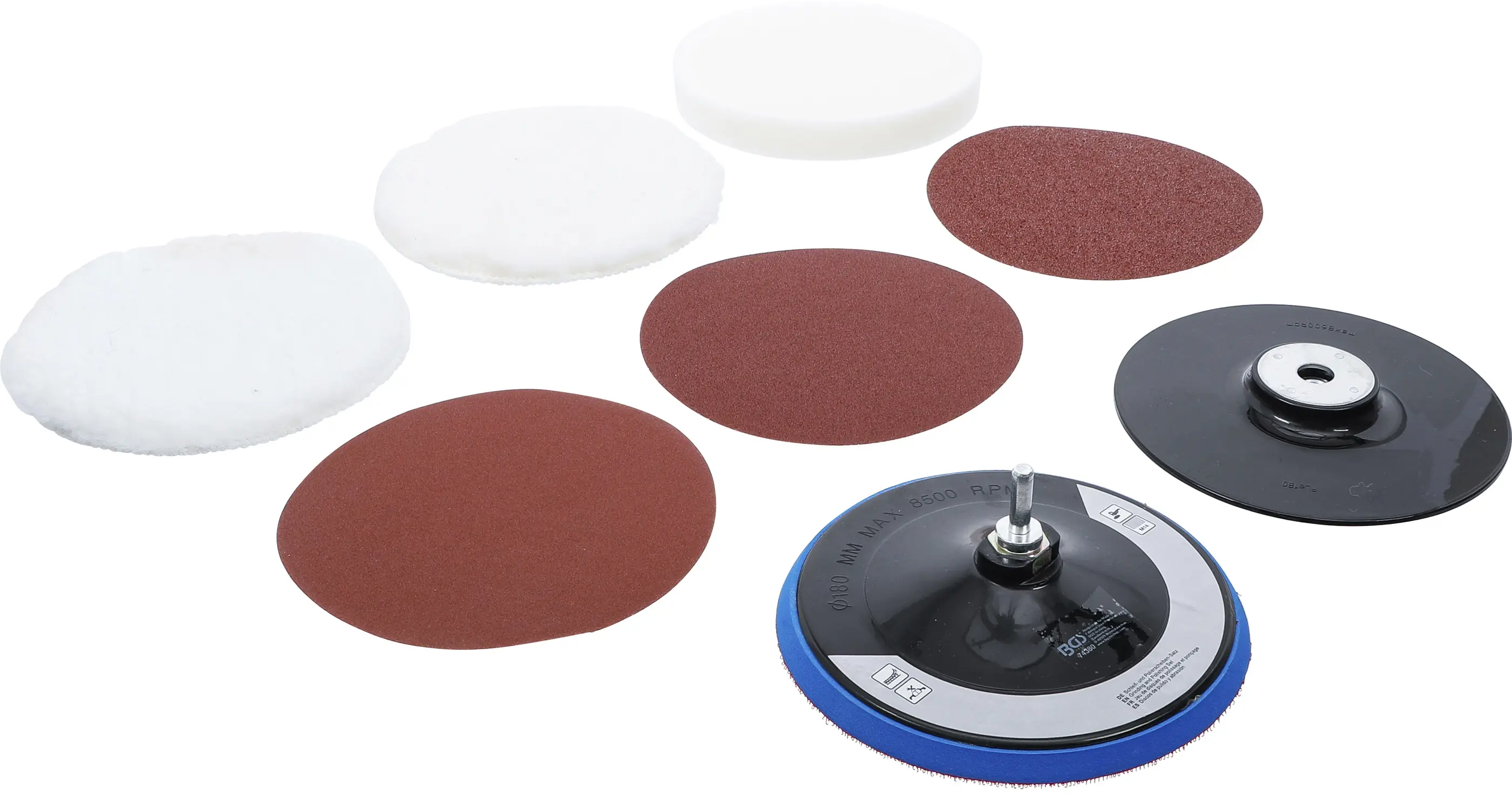 Brusné a lešticí kotouče pr. 180 mm BGS1074380 (Sada 8 dílů) (BGS1074380)