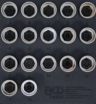 Nářaďový modul 1/6: BGS1074556 Zástrčné hlavice 17 mm pro bezpečnostní šrouby kol Land Rover (Sada 17 dílů) (BGS1074556)