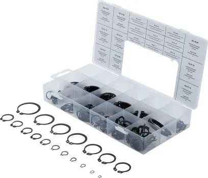 BGS 8046 Sada pojistek seger - vnější kroužky 3 ÷ 32 mm v PVC kazetě (300 dílů) (BGS108046)