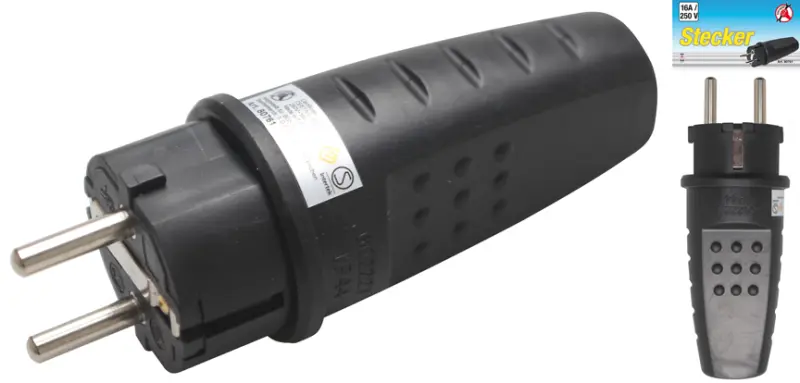 vidlice 16A/250V, průmyslová, gumová, IP44 (BGS1080761)