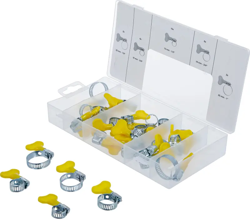 Hadicové spony s Y-klíčem BGS 80859 pro hadice 1/2" ÷ 1" 26 dílů (BGS1080859)