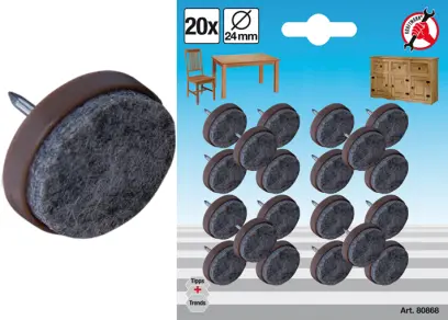 Podložky filcové BGS 80868 pod nábytek, natloukací, 20 dílů (BGS1080868)