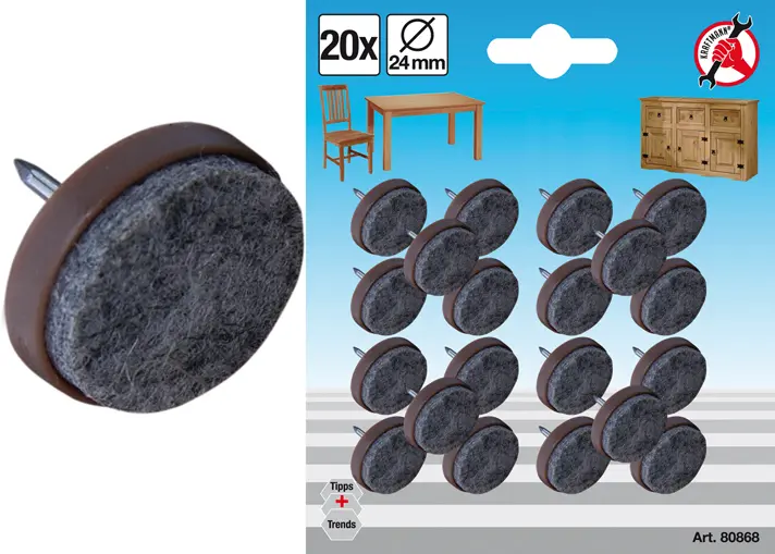 Podložky filcové BGS 80868 pod nábytek, natloukací, 20 dílů (BGS1080868)