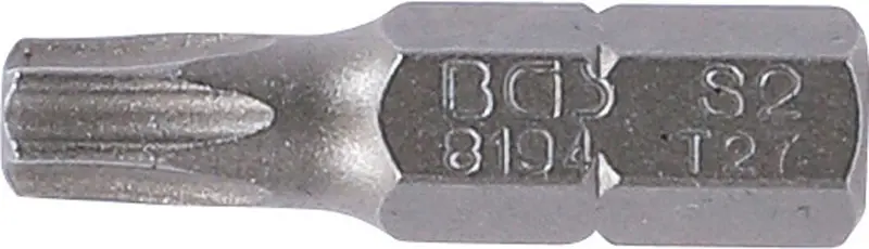Bit  Délka 25 mm  pohon vnější šestihran 6,3 mm (1/4")  T-profil (pro Torx) T27