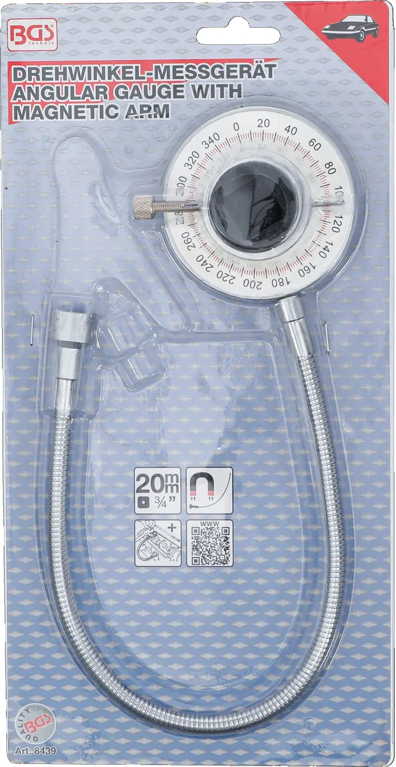 Úhloměr ráčnový 3/4" s ohebným magnetickým krkem 20 mm, BGS 8439 (BGS108439)