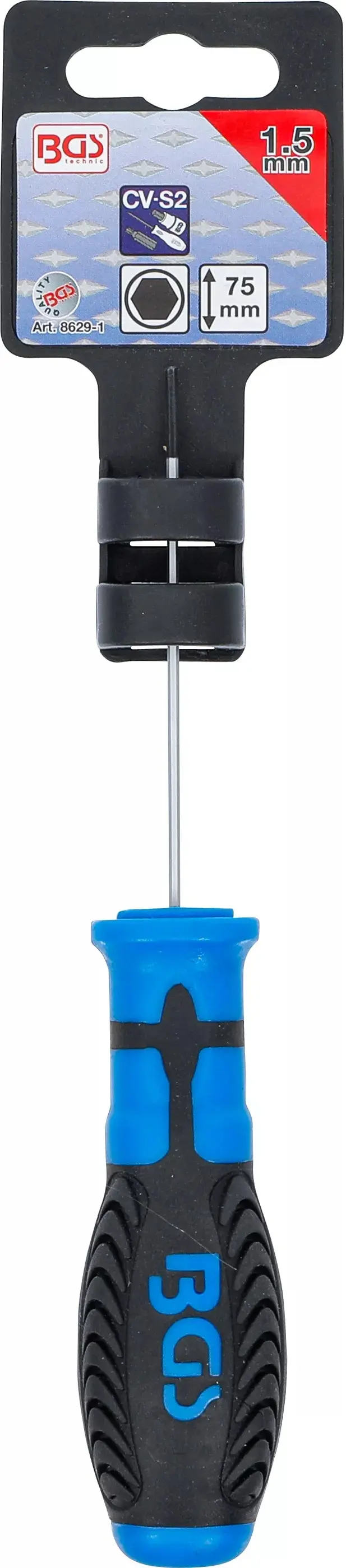 Šestihranný šroubovák (inbus) 1,5 x 75 mm BGS108629-1, Black tip (BGS108629-1)