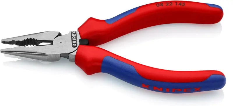 Kleště kombinované úzké ploché KNIPEX 08 22 145, 145 mm - leštěná hlava, vícesložkové návleky (K 8 22 14 5)