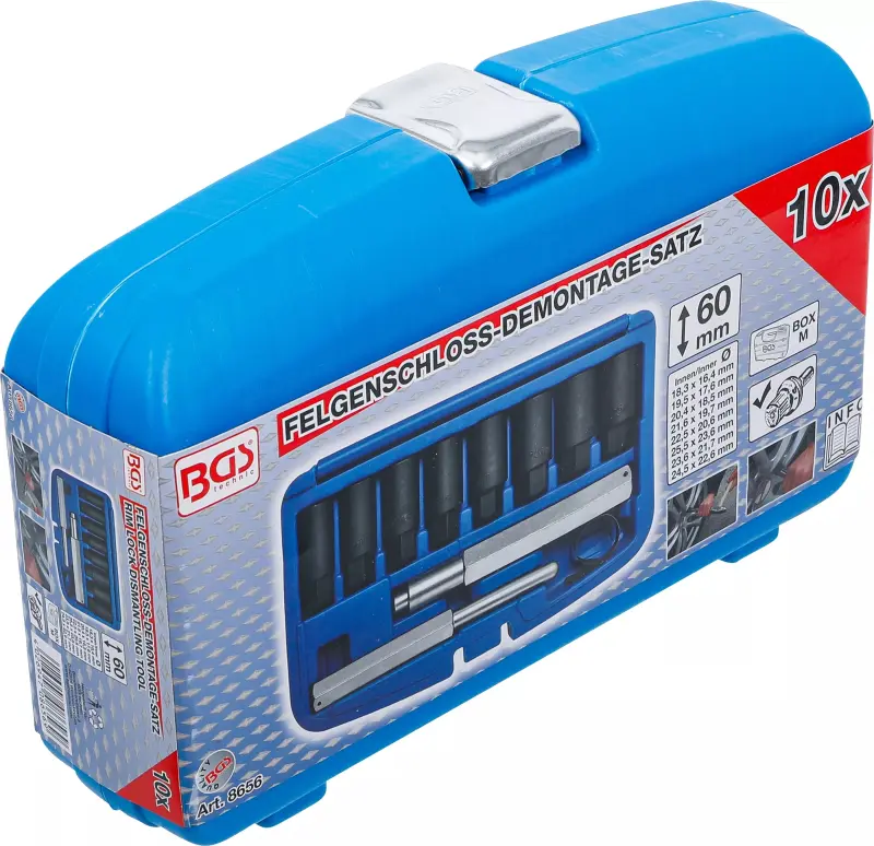 Nástrčné hlavice BGS108656 na bezpečnostní šrouby kol Sada 10 dílů (BGS108656)