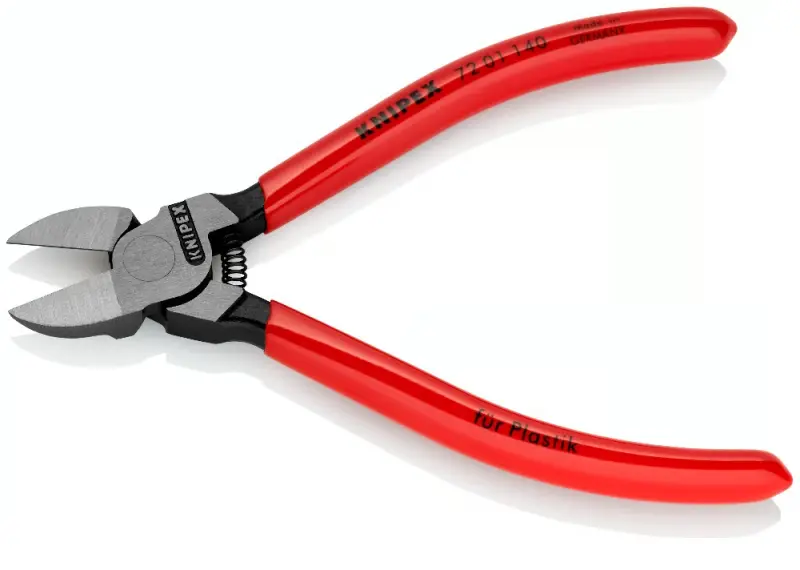 Boční štípací kleště na plasty 140 mm KNIPEX 72 01 140 - leštěná hlava, plastové návleky (K 72 01 140)