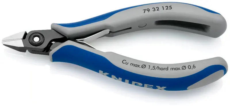 Přesné boční štípací kleště pro elektroniku 125 mm KNIPEX 79 32 125 - leštěná hlava, vícesložkové návleky (K 79 32 125)