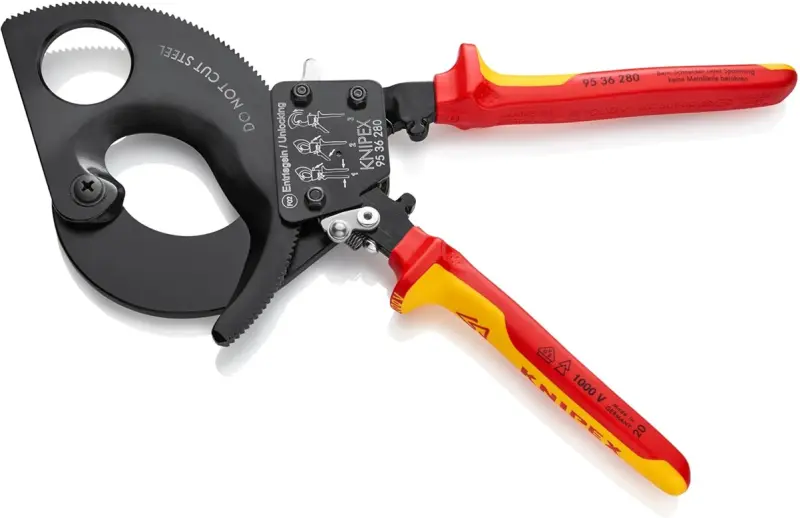 Kabelové nůžky Knipex 95 36 280 - ráčnové VDE do 1000 V (prům. 52 mm) (K 95 36 280)