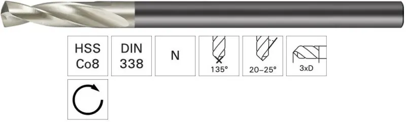 Vrták s krátkou drážkou D 338 HSS-Co8 Raptor 9,0 mm GÜHRING