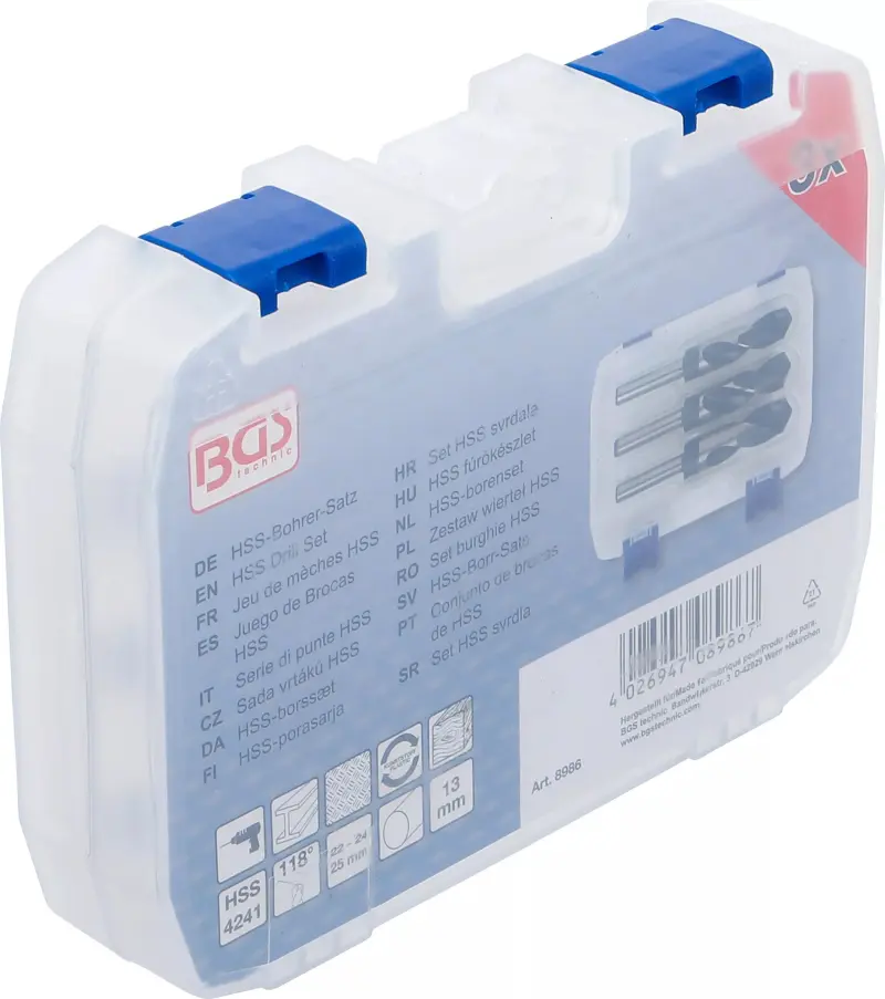 Spirálové vrtáky HSS průměr 22 ÷ 25 mm BGS108986. Sada 3 díly (BGS108986)