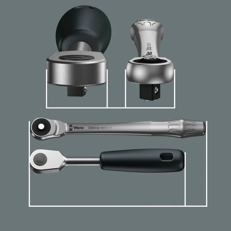 Wera 004063 Ráčna Zyklop Metal 1/2" 8003 C (délka 281 mm), průchozí čtyřhran (W05004063001)