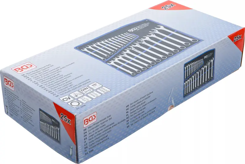 Sada očkoplochých klíčů, chromované ve vysokém lesku 6 ÷ 32 mm (25 dílů) (BGS109290)