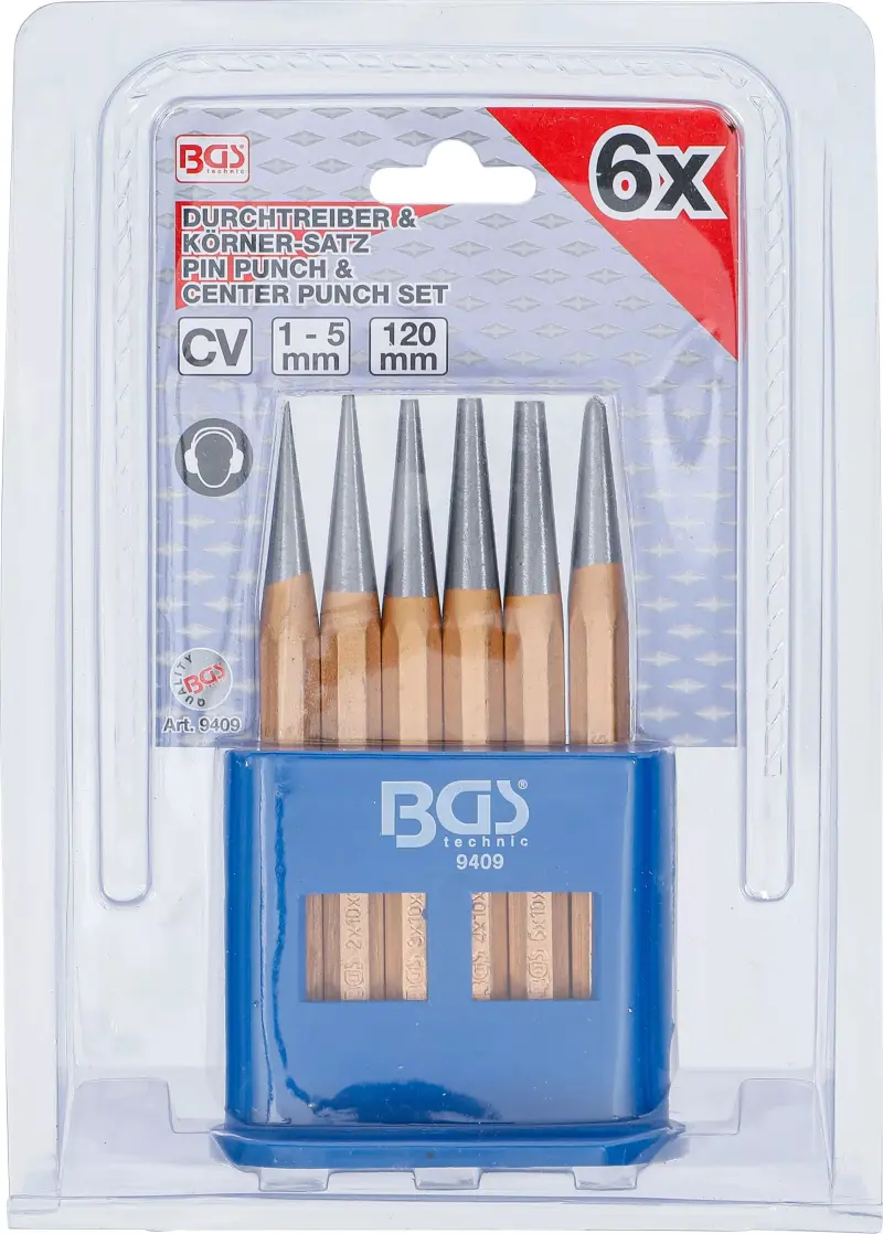 Vyrážeče/důlčíky pr. 1 ÷ 5 mm BGS109409 (Sada 6 dílů) (BGS109409)