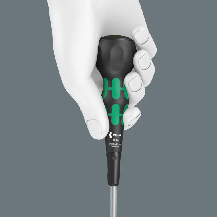 Wera 007900 Plochý šroubovák Kraftform Ball-Grip  typ 1834, dílenská čepel, 1 x 6 x 100 mm (W05007900001)