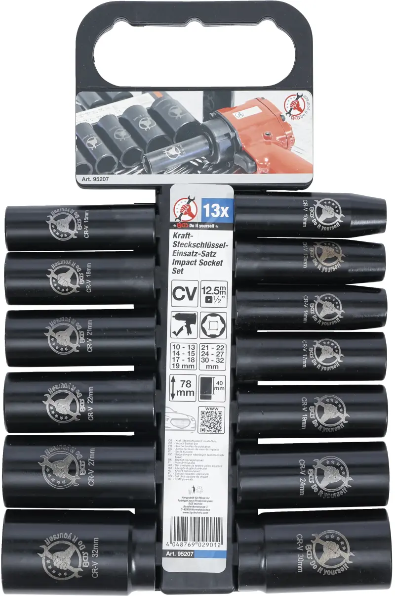 Nástrčné hlavice 1/2" Kraftmann 10 ÷ 32 mm BGS1095207, tvrzené. Sada 13 dílů (BGS1095207)